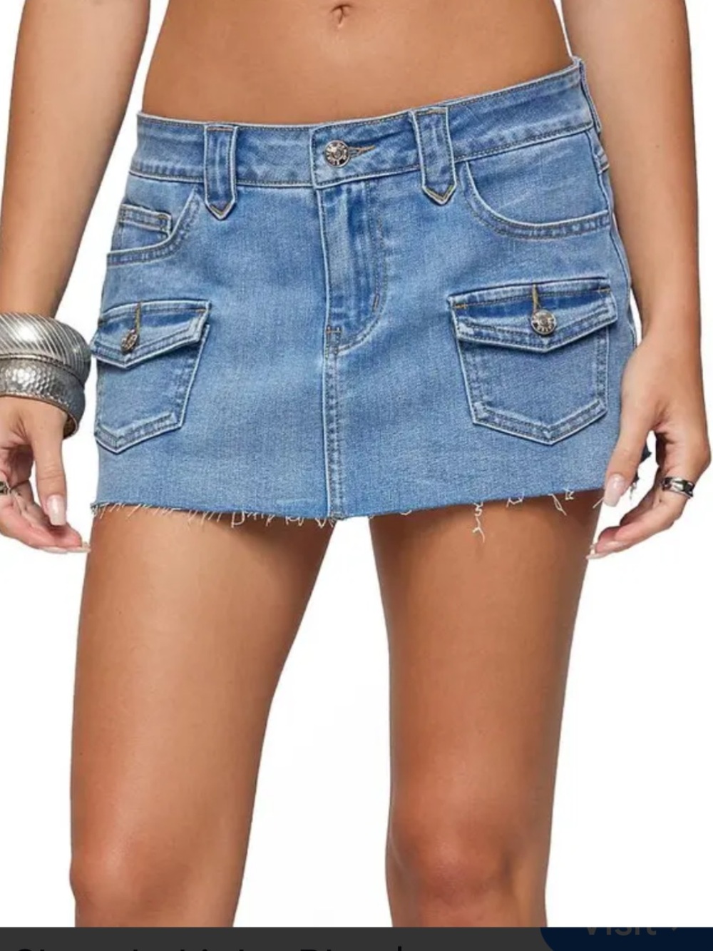Edikted Lury denim jean mini skirt  xs stretch built in spandex short NWT